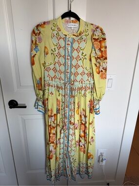 HUNTER BELL Lemon Citrus Floral Maxi Dress in Yellow and Orange